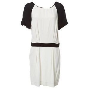 NWT New Chloe white Black dress 40 US Size 8 Short sleeve Mini cocktail Silk